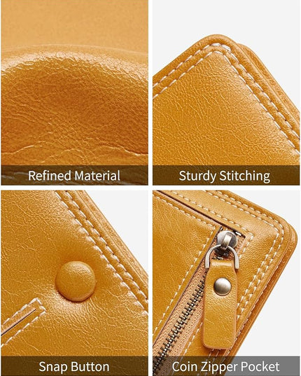 TFKGS Womens Wallet RFID wallet women small wallets woman Thin Credit Card Holder for women Bifold Compact Pocket Ladies Mini Slim wallet purse Vegan Leather Yellow
