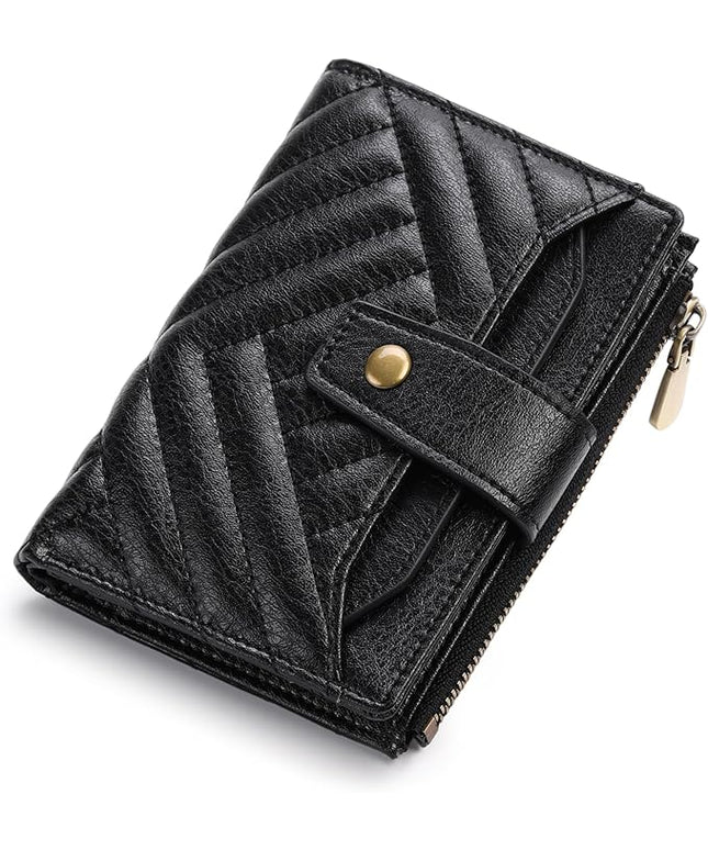 FALAN MULE Small Wallet for Women Leather Bifold Compact RFID Blocking with ID Window