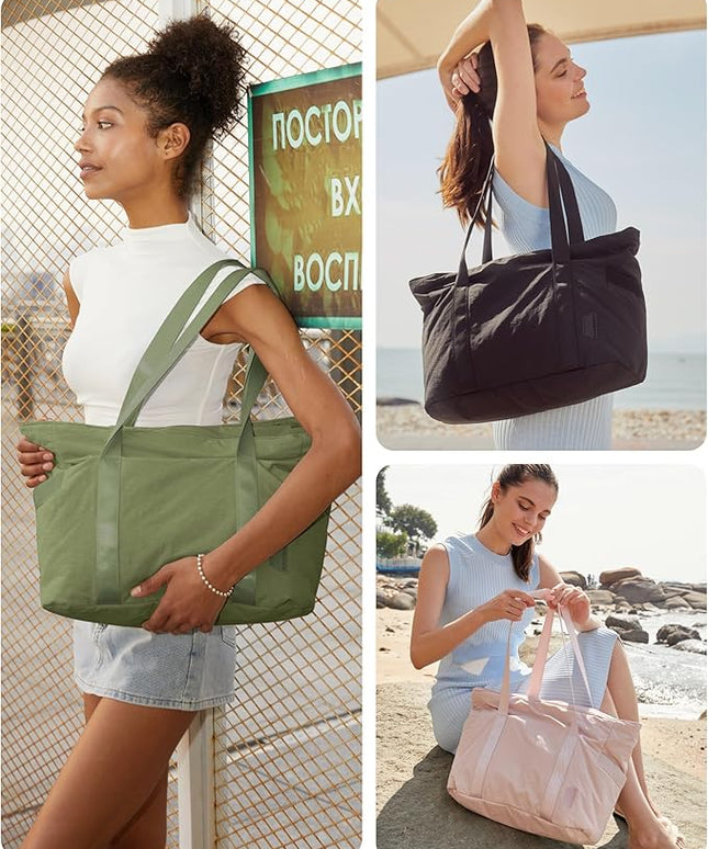 BAGSMART Tote Bag for Women, Tote Bag with Zipper Work Tote with Compartments Nurse Shoulder Hanbag for Travel, Gym