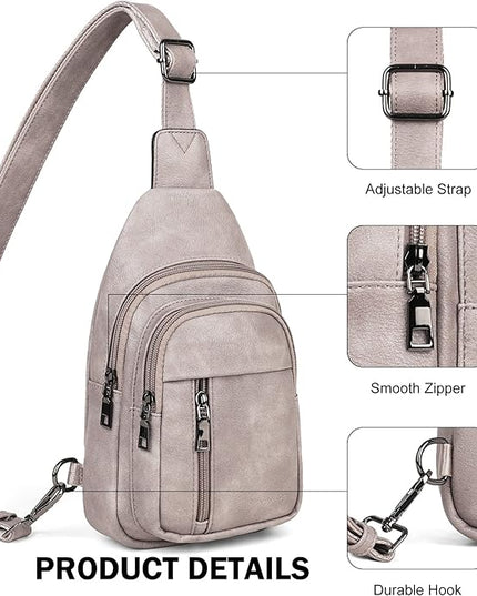 MASINTOR Sling Bag for Women - Crossbody Bags Fanny Pack with Vegan Leather - Adjustable Sling Backack for Travel