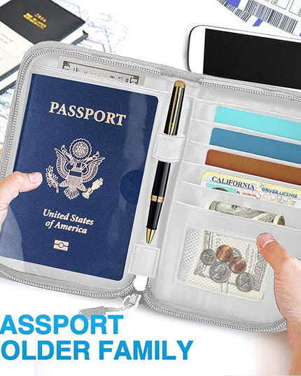 Passport Holder for Travel, Women Rfid Blocking Passport Wallet, Travel Essentials Premium Wallets, Waterproof Passport Holders Bag for Men Traveling, Travel Document Organizer Credit Cards Case