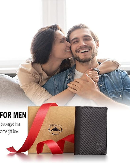 Stealth Mode Trifold Wallet - RFID Blocking Wallet with Flip ID Holder - Leather Case for Money, Credit Cards - Mens Organizer, Divided Billfold, Identity Protection - Men's Gifts (Carbon Fiber) | RFID Blocking Wallet, Flip ID Holder, Leather Case, Mon...
