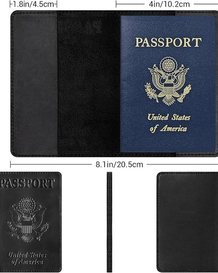 BIAOTIE Premium Leather Passport Holder Covers, Rfid Travel Wallet Passport Document Holder, Travel Essentials Wallet Cover Case for Men and Women (Black)