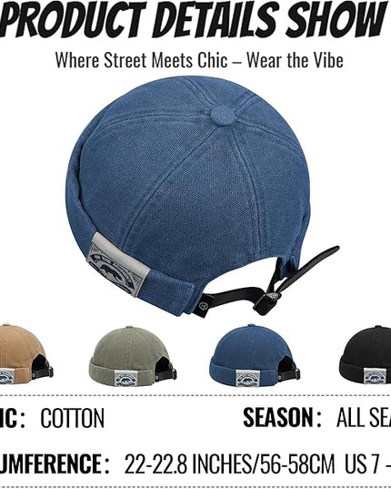 Croogo Denim Docker Hat Fashion Brimless Beanie Hat Retro Worker Skull Cap Rolled Cuff Sailor Cap Hip Hop Dancing Watch Cap