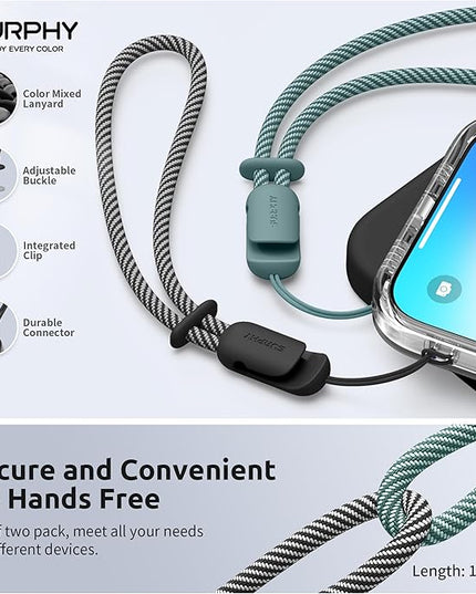 SURPHY 2 Pack Phone Lanyard for Cellphone Case, Phone Wrist Strap for Case, Cellphone Strap with 2-Color Braided, Charm Wrist Lanyard for Women and Men, Black & Green