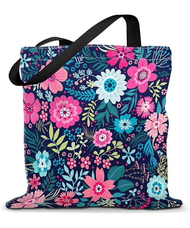 Canvas Tote Bag for Women，Cute Heavy-Duty Shoulder Bag with Zipper Pocket -Travel Tote for Grocery, Gym,Shopping