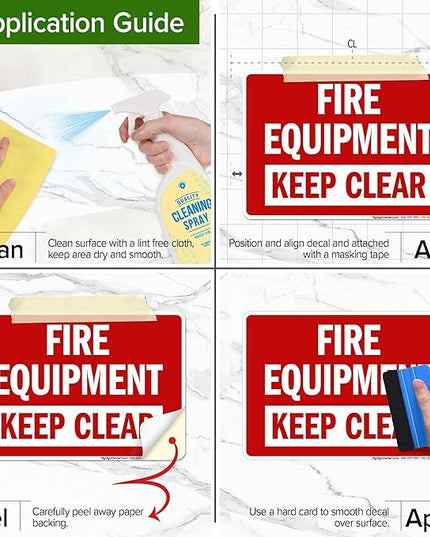 Fire Equipment Keep Clear Sign, 10x7 Inches, 4 Mil Vinyl Decal Stickers Weather Resistant, Made in USA by My Sign Center