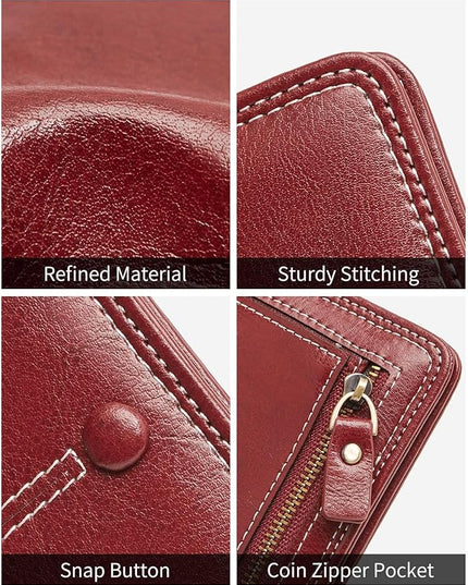 TFKGS Slim Wallet for Women RFID Wallet Women Small Wallets Woman Thin Credit Card Holder RFID Blocking Bifold Compact Pocket Ladies Leather Red Mini Purse