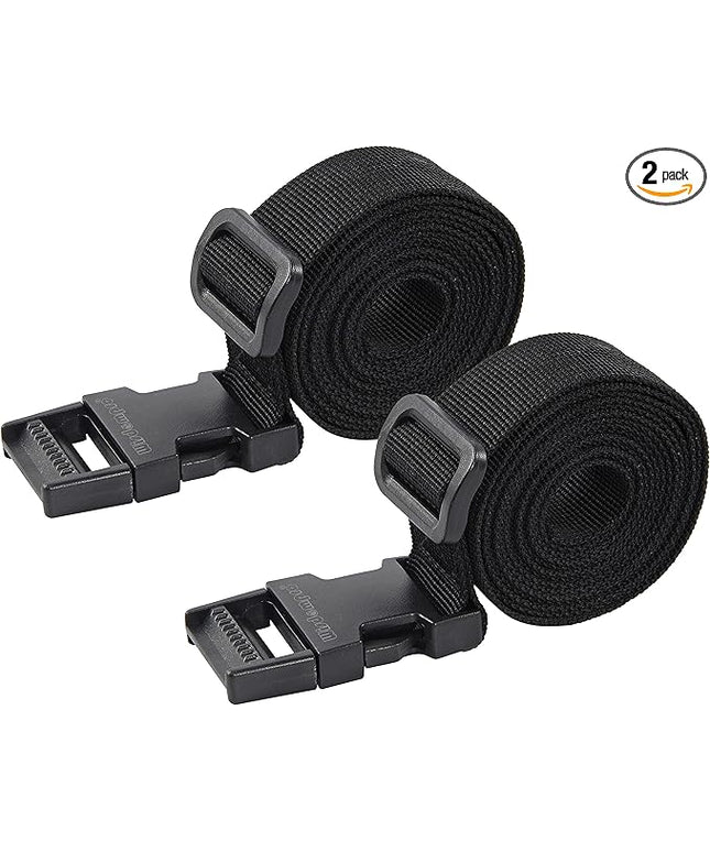 Wisdompro Luggage Strap, 2 Pack Heavy Duty Utility Strap with Quick Release Buckle, Adjustable Nylon Strap for Suitcases, Backpacking, Sleeping Bag Compression - 68 inches, Black
