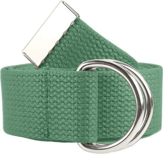 Gelante Canvas Web D Ring Belt Silver Buckle Military Style for men & women 1 or 3 pcs