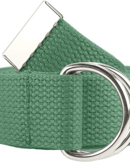 Gelante Canvas Web D Ring Belt Silver Buckle Military Style for men & women 1 or 3 pcs