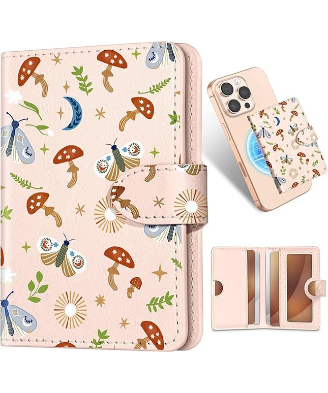 Shorogyt for Magnetic Phone Wallet Compatible with Magsafe Card Holder -Cute Luxury Slim Leather Mag Wallets for Women Fit 4 Cards,for iPhone 17/16/15/14/13/12 Series for Apple RFID Magnet, Butterfly