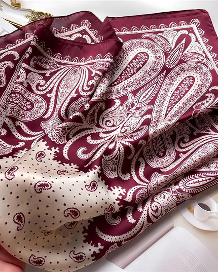 MINIDORA Satin Scarves for Women 27.5 × 27.5 inches Medium Square Elegant Silk Feeling Head Scarf