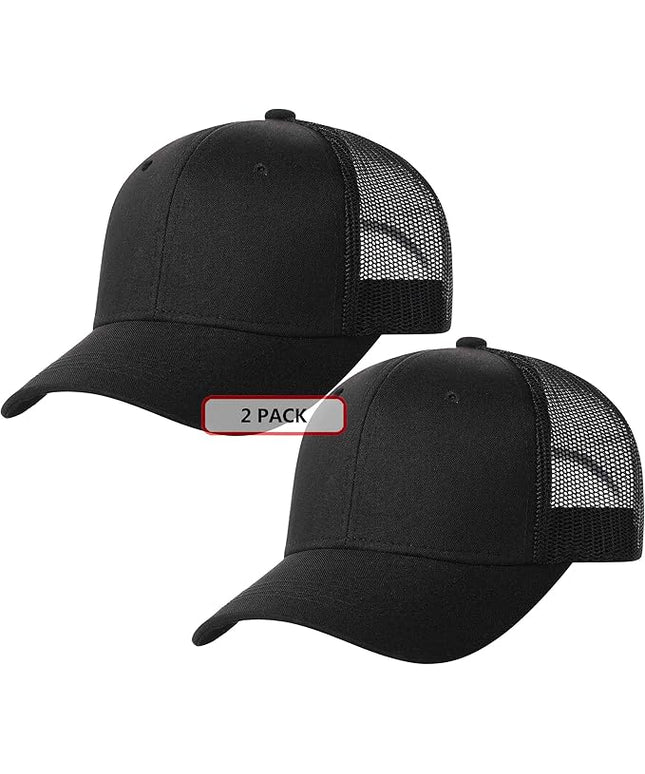 TSSGBL 2 Pack Snapback Trucker Baseball Hats Mesh Back Adjustable Blank Ball Caps for Men Women