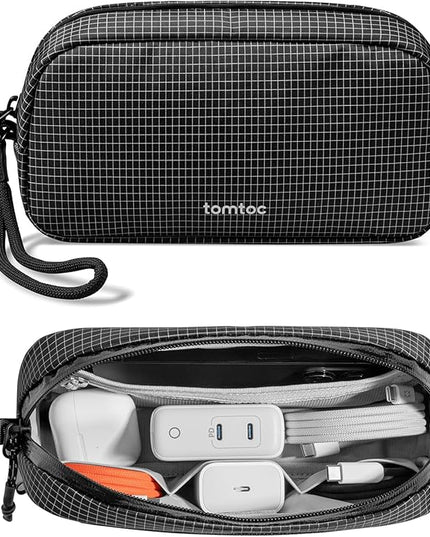 tomtoc Electronics Organizer Travel Case Performance, Water Resistant Bag Cable Tech Pouch Accessories, Carry Storage for Cord, Phone, Cables, Airpods, USB Flash Drive, Daily Items