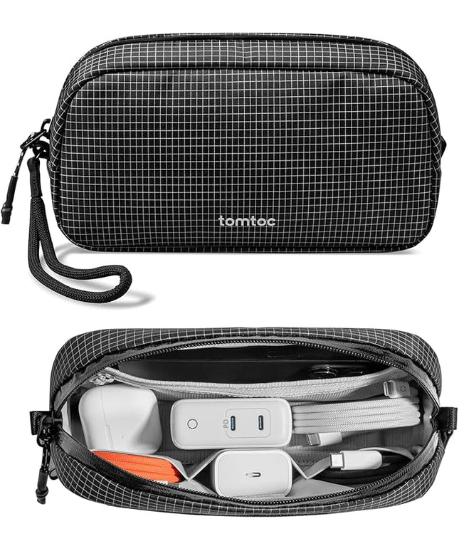 tomtoc Electronics Organizer Travel Case Performance, Water Resistant Bag Cable Tech Pouch Accessories, Carry Storage for Cord, Phone, Cables, Airpods, USB Flash Drive, Daily Items