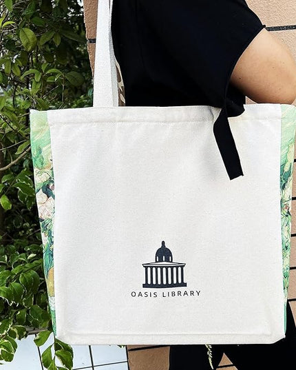 BROADREAM Aesthetic Canvas Tote Bag for Women, Vintage Reusable Book Tote Bag with Inner Zipper Pocket