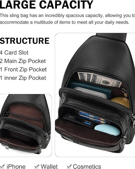 MASINTOR Sling Bag for Women - Crossbody Bags Fanny Pack with Vegan Leather - Adjustable Sling Backack for Travel