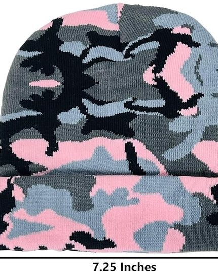 Super Soft Adult & Child Camo Print Winter Knit Beanie Set