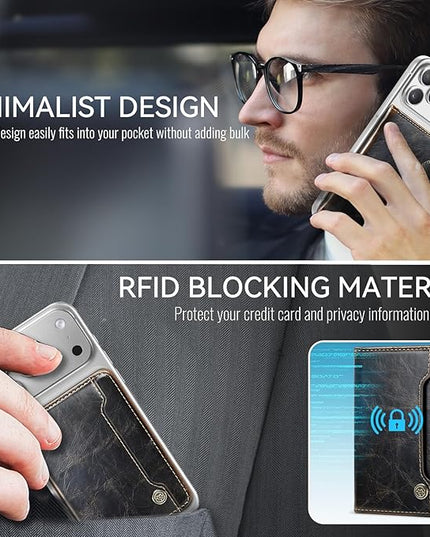 Vinich for MagSafe Wallet Magnetic RFID Blocking Card Holder Compatible with MagSafe Phones and Cases, Strong Magnet Minimalist Phone Wallet for iPhone 17/16/15/14/13/12/Pro/Max/Plus, Luxury Coffee