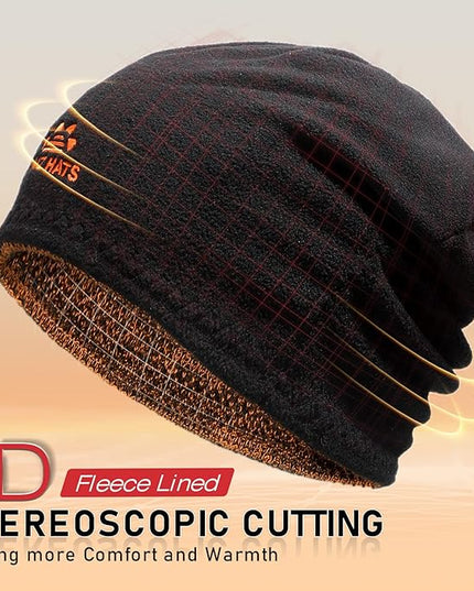 Lvaiz Mens Winter Beanie Hat Warm Fleece Lined Skull Cap for Men Reversible Women Windproof Watch Hat Knit Warm Unisex Beanie