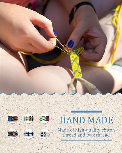 LOLIAS 24 Pieces Waterproof String Bracelets for Women Surfer Wave Boho Bracelet Adjustable Handmade Friendship Bracelet String Ocean Beach Boho Bracelets Anklets for Women