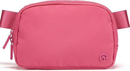 Pander Two Way Zipper Fanny Pack Nylon Everywhere Belt Bag for Women, Water Repellent Waist Packs, Crossbody Bags with Adjustable Strap (Hot Pink).