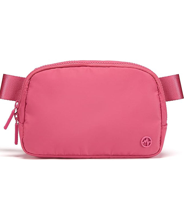 Pander Two Way Zipper Fanny Pack Nylon Everywhere Belt Bag for Women, Water Repellent Waist Packs, Crossbody Bags with Adjustable Strap (Hot Pink).