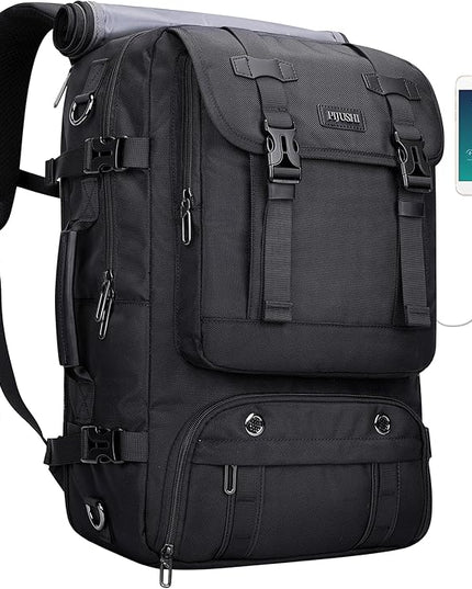 PIJUSHI Travel Backpack for Women Men Carry on Luggage Backpack Flight Approved Convertible Duffle Bag Fit 16 Inch Laptop(PE037 Black)