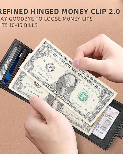 Zitahli Wallet for Men-6 Slots ID Window-Mens Wallets-Slim Wallet Classic Spring Money Clip RFID Blocking-Gift for Men