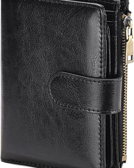 GAEKEAO Womens Wallet Small Leather RFID Blocking Bifold Zipper Pocket Wallet Card Case Purse with ID Window