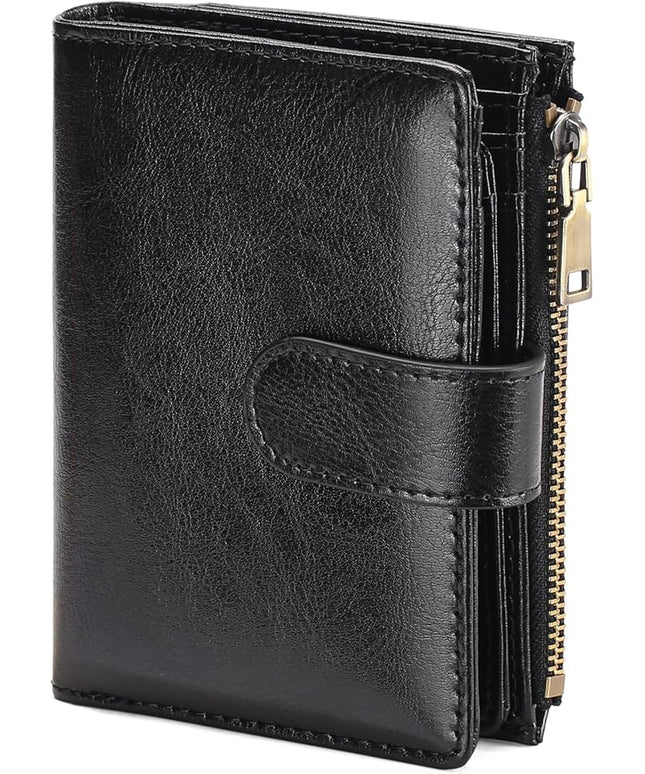 GAEKEAO Womens Wallet Small Leather RFID Blocking Bifold Zipper Pocket Wallet Card Case Purse with ID Window