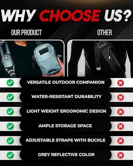 Mini Sling Bag for Men-Crossbody Bag with Shoulder Straps for Women-Multipurpose Keyholder Travel Backpack for Hiking (Grey)