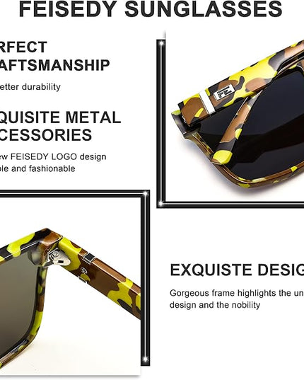 FEISEDY Sunglasses for Women Men, Fashion Mirrored Single Lens, Driving Beach Sunnies UV400 Shades B2996