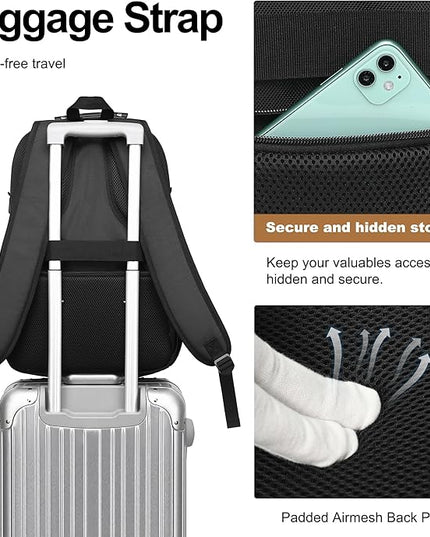 Boavan Laptop Backpack for men, 17.3 inch Laptop Bag with USB Port, Waterproof Travel Work Backpack Purse, Anti-Theft Teacher Nurse Doctor Casual Bookbags Office Business backpack，Black&Russet Red