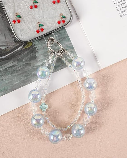 Phone Charm for Women, Anti-Theft Phone Wrist Strap Hands-Free & Beaded Chain,Tether Tab