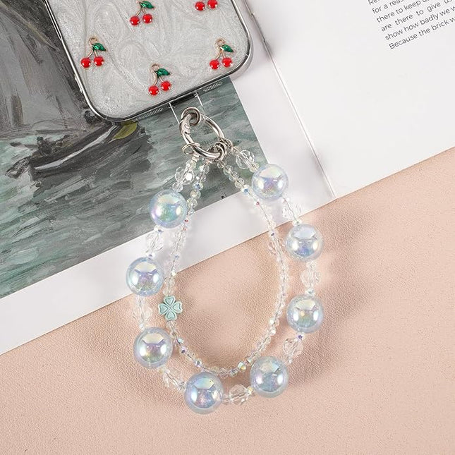 Phone Charm for Women, Anti-Theft Phone Wrist Strap Hands-Free & Beaded Chain,Tether Tab