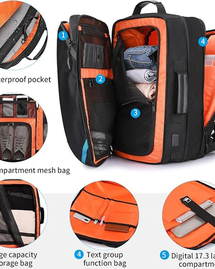 Travel Carry on Backpack, Extra Large Expandable 45L Backpack for Flight approved, 17.3" Laptop with USB Charging Port Backpacks, Water Resistant Computer Business Backpack for Men & Women
