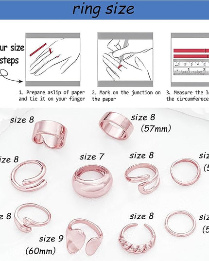 ÌF ME 10 PCS Gold Rings Set for Women Non Tarnish, 18K Gold Plated Chunky Stackable Rings, Statement Stacking Womens Ring Pack