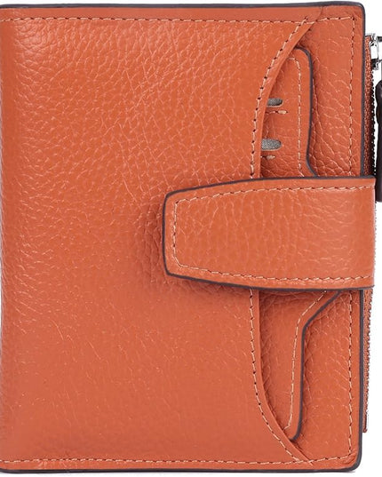 AINIMOER Women's RFID Blocking Leather Small Compact Bi-fold Zipper Pocket Wallet Card Case Purse with id Window