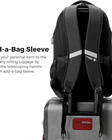 Swissdigital Design Laptop Backpack with USB Charging Port, Travel Backpack Fits 15.6 inches Computer, 31L College School Backpack for Men, Olive/Black | SD803-26
