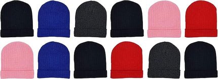 48 Pack Kids Winter Beanies, Warm Cold Weather Hats for Boys Girls Children, School Outdoors, Bulk