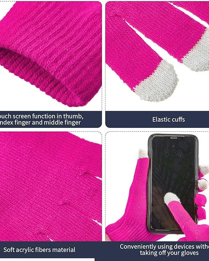 48 Pcs Bulk Winter Knit Beanies Gloves Men Women Warm Beanie Touchscreen Gloves Set Cozy Winter Accessories