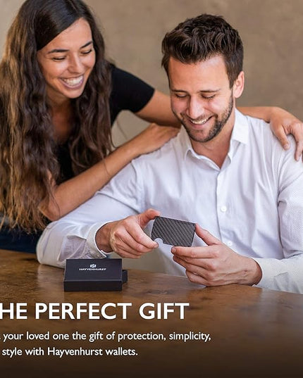 Hayvenhurst Wallet For Men - Reinvented Design Men's Wallet - Slim, Minimalistic & Seamless, Blocks RFID Scanners with a Money Clip (Carbon Fiber)