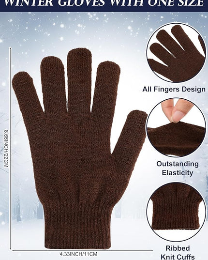 Chicingyou Winter Hats and Gloves Beanies Set Bulk Adults Women Men Unisex Knit Beanie Thermal Gloves for Homeless Gifts