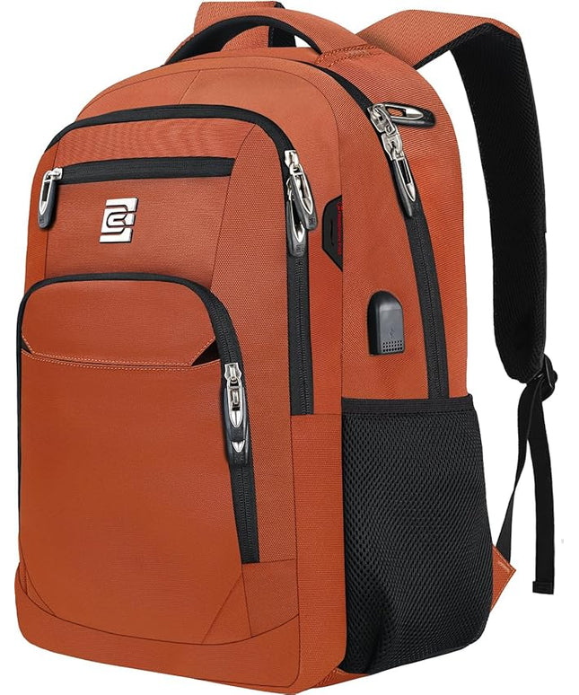 Laptop Backpack,Business Travel Anti Theft Slim Durable Laptops Backpack with USB Charging Port,Water Resistant College Computer Bag for Women & Men Fits 15.6 Inch Laptop and Notebook-Orange