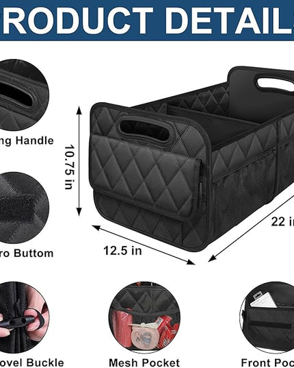 Deosk Car Trunk Organizer for SUV, Car Organizers and Storage with 6 Pocket, Car Accessories for Women/Men 50LWaterproof Polyester Trunk Organizer, Black