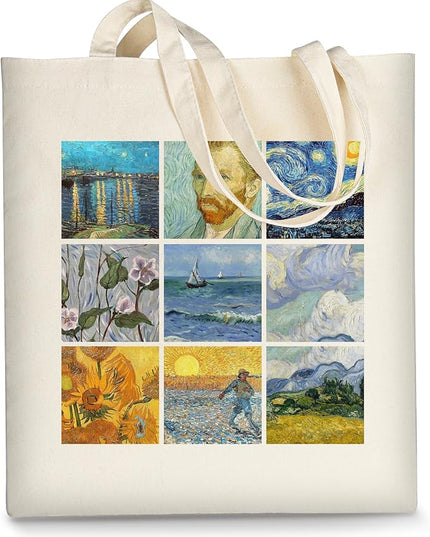 AUSVKAI Canvas Tote Bag for Women, Aesthetic Cute Grocery Grocery Reusable Cotton Gift Bag for Shooping Beach Trendy Gifts