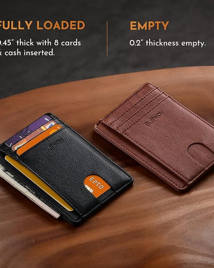 Buffway Slim Minimalist Front Pocket RFID Blocking Leather Wallets for Men and Women - Galactic Crack Black