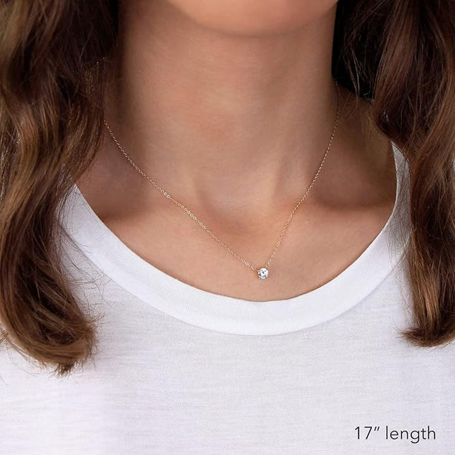 Tewiky Dainty 14k Gold Plated/Silver Cubic Zirconia Necklaces for Women, Simple CZ Jewelry Necklaces Trendy Gifts